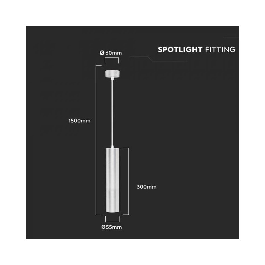 V-tac Hanging Light, GU10, white, 60x300mm – 2