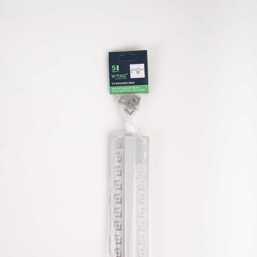 LED jos profils V-TAC, alumīnijs, 2m, šaurs, baltā krāsā. – 4