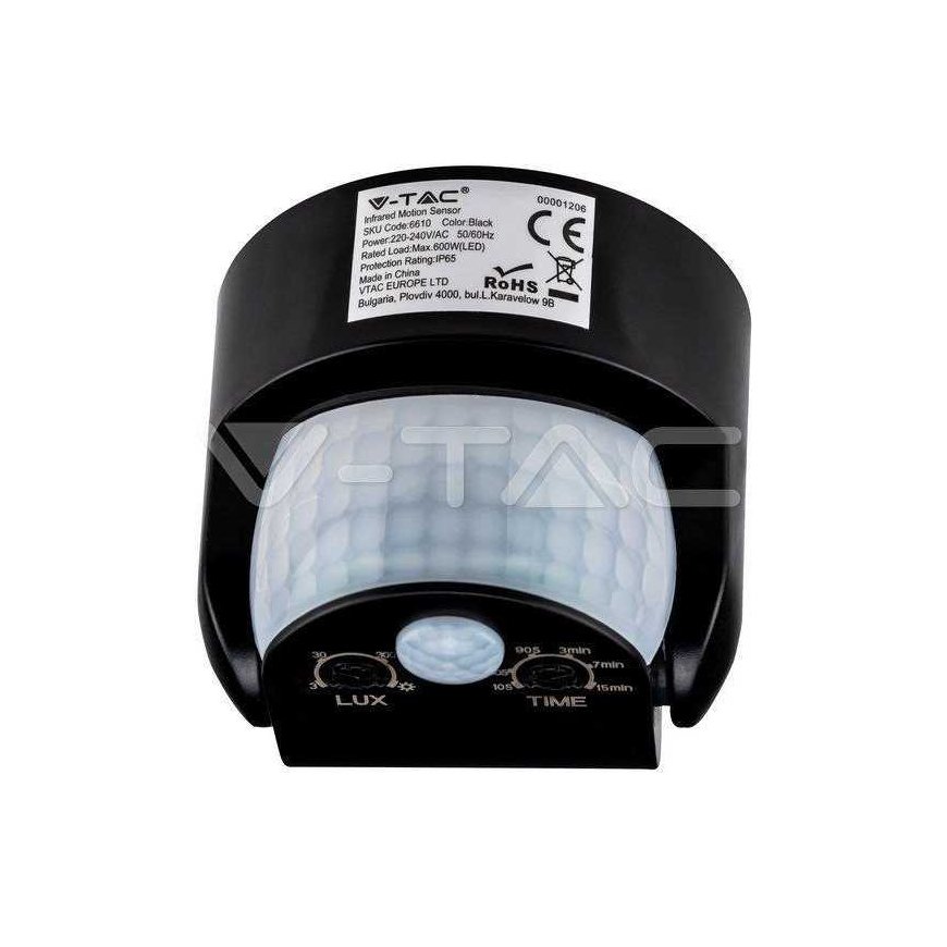 V-tac Pintaliiketunnistin, 360 astetta, IP65, musta – 4