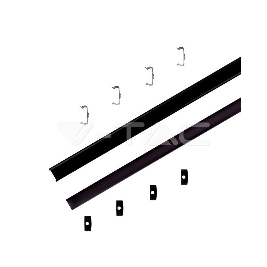 V-tac LED surface profile, black, 2m, with cover and mounting accessories – 2