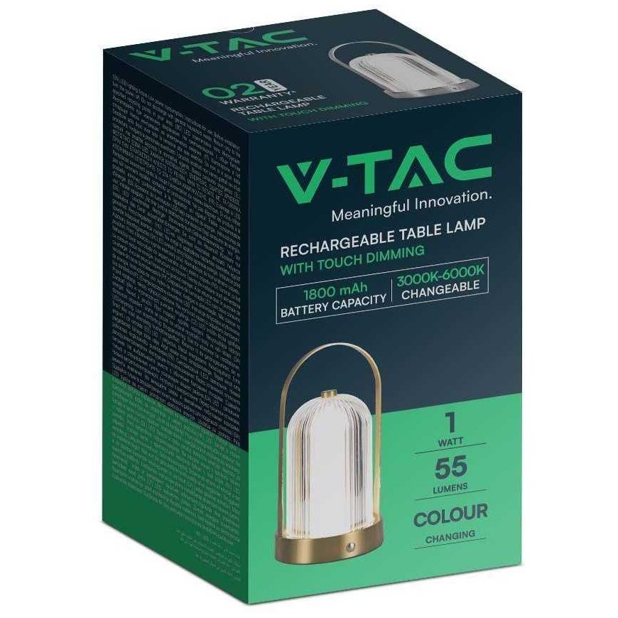 V-tac 1W LED laaditav lauavalgusti, kuldse korpusega, 3000/6000K, dimmerdatav – 4