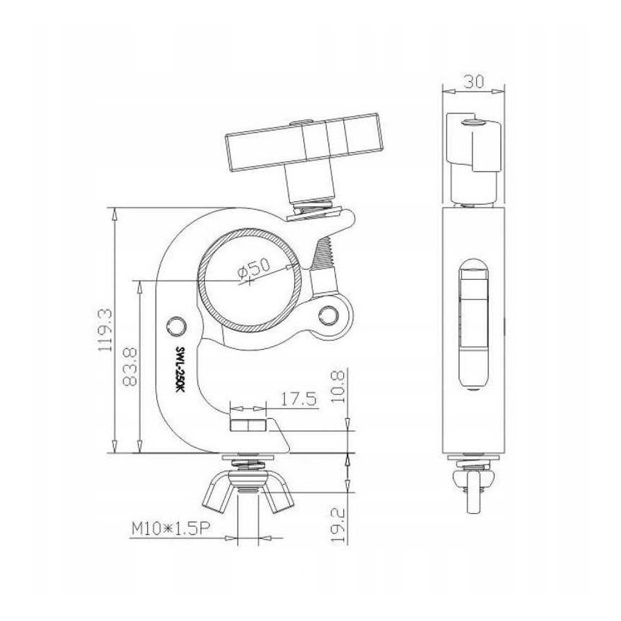 STAND4ME spaustiku hoidja, mõeldud VALGUSTUSELE kuni 250 KG 50 mm SR – 5