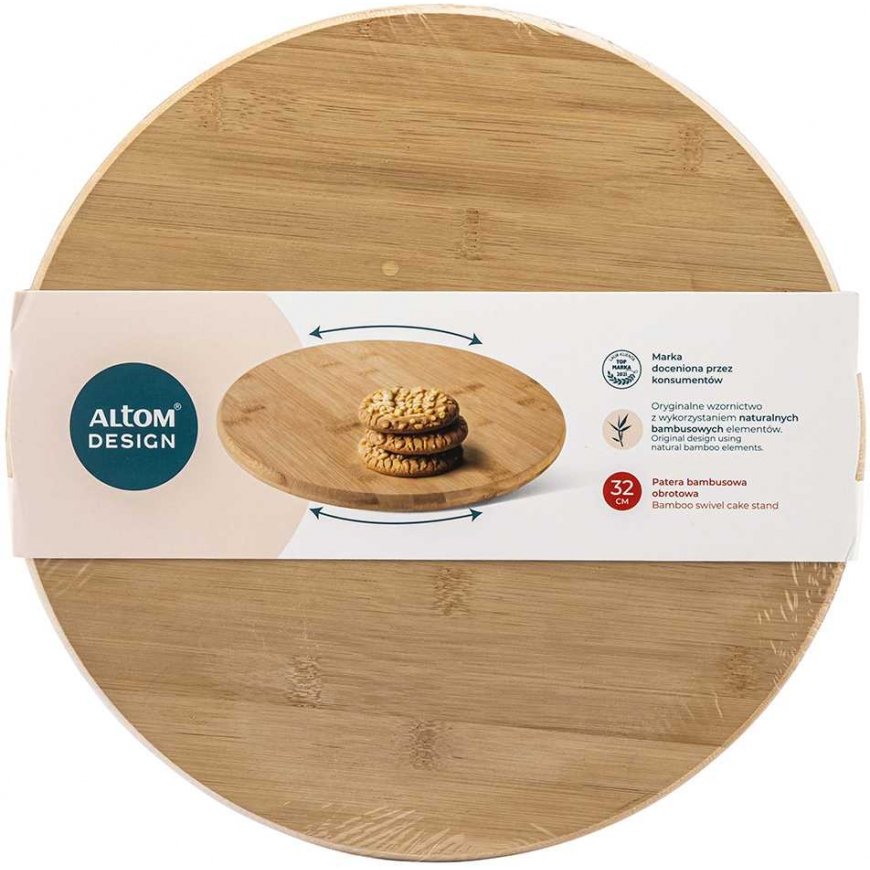 Bamboo revolving cake stand Altom Design 32 cm – a rotating cake platter that spins 360° – 2
