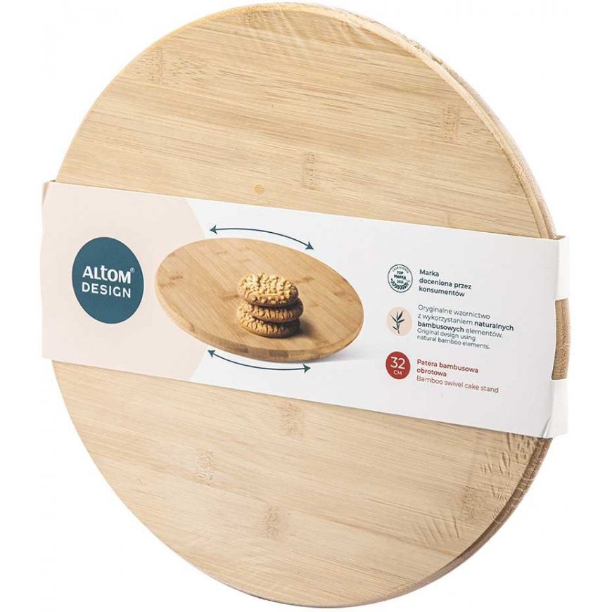 Bambukinė besisukanta tortinė Altom Design 32 cm – sukamais torta padēklas, griežas 360° – 3