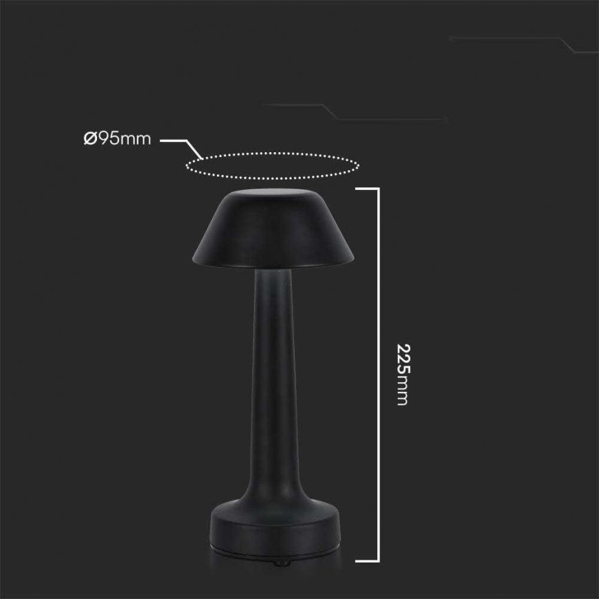 V-tac 1W LED rechargeable table lamp, black, 3000-6000K, dimmable – 4