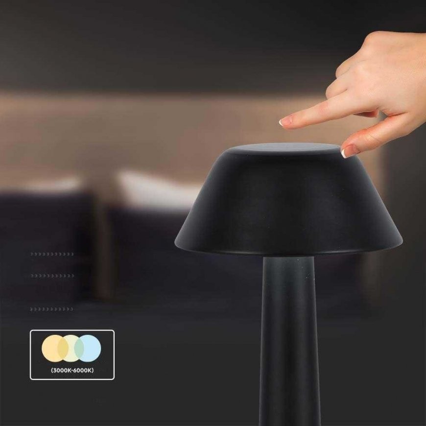 V-tac 1W LED rechargeable table lamp, black, 3000-6000K, dimmable – 5