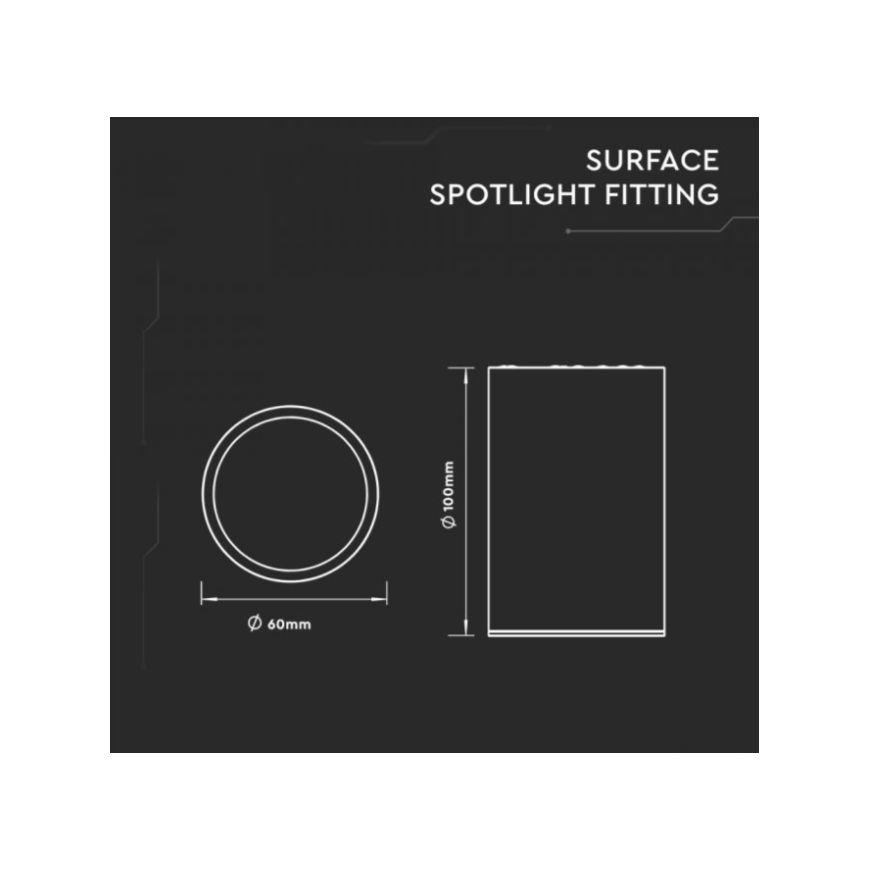 Recessed spotlight GU10 bulb frame V-TAC, white, height 10cm – 2