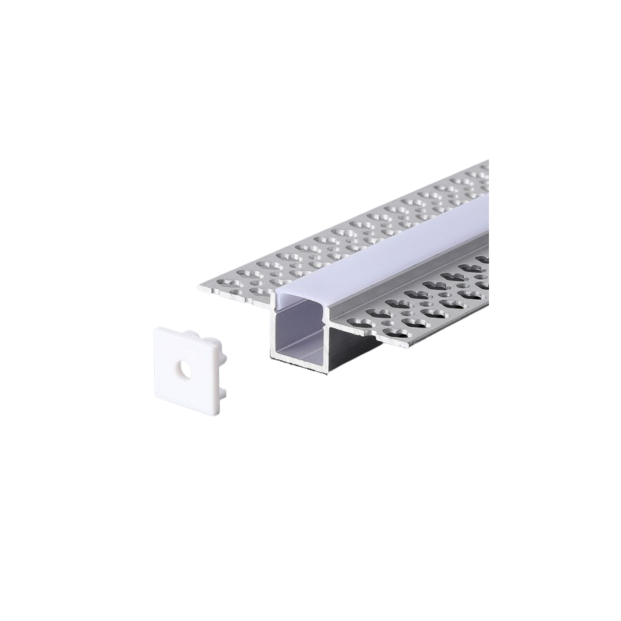 V-tac LED recessed profile with cover and end caps, silver color, 2m