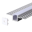 V-tac LED recessed profile with cover and end caps, silver color, 2m