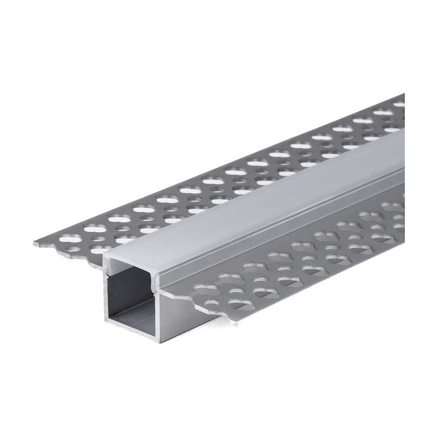 V-tac LED užglaistomas profilis su dangteliu ir užbaigimais, sidabro sp., 2m – 2