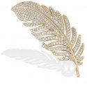 Trolley Brooch, gilded feather with synthetic pearl, gold Trolley Brooch, gilded feather with synthetic pearl, gold