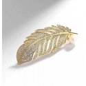 Trolley Brooch, gilded feather with synthetic pearl, gold Trolley Brooch, gilded feather with synthetic pearl, gold