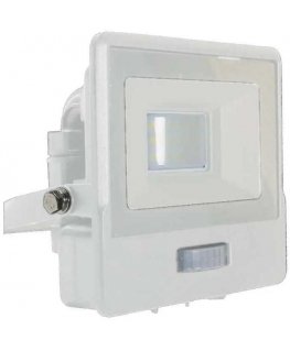 Samsung 10W LED prožektors V-TAC, balts korpuss, 6500K, ar kustības sensoru