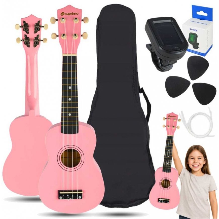 Luna Guitars SUPRIMO UK21 SET PK sopraano ukulele 21" vaaleanpunainen – 2