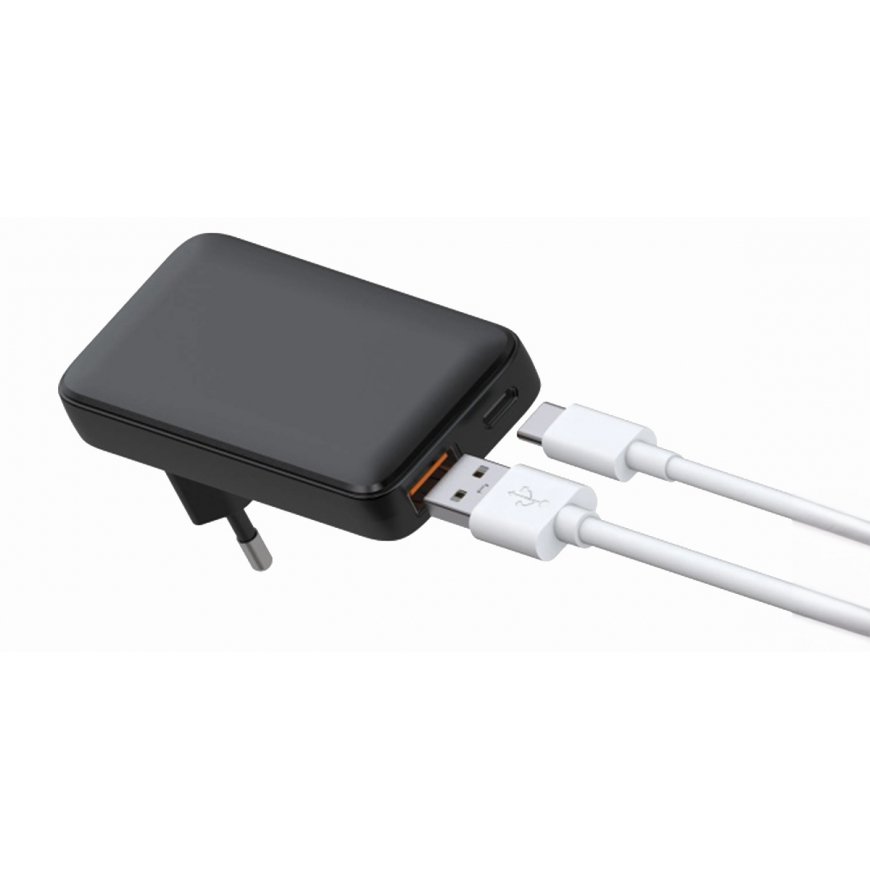 Beline-laturi 1x USB-C + 1x USB 65W musta (vain pää) PD 3.0 +
