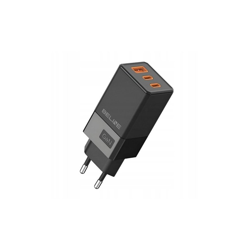Beline laadija 1x USB-C + 1x USB 65W must (ainult pea) PD 3.0 + – 2
