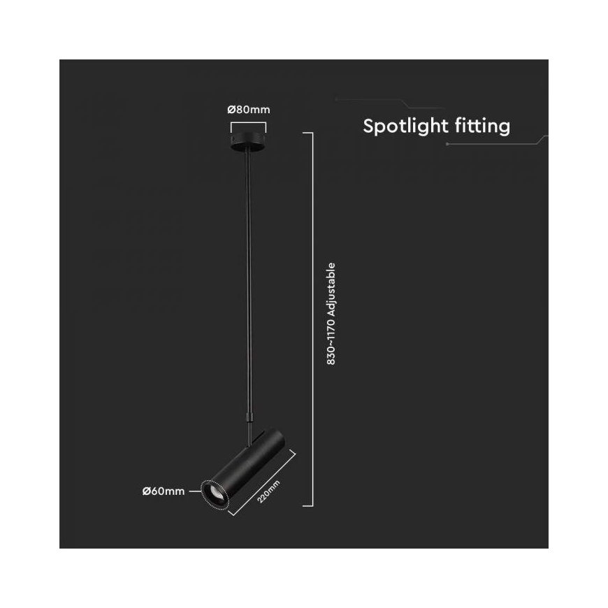V-tac Pendant Light, GU10, black – 2