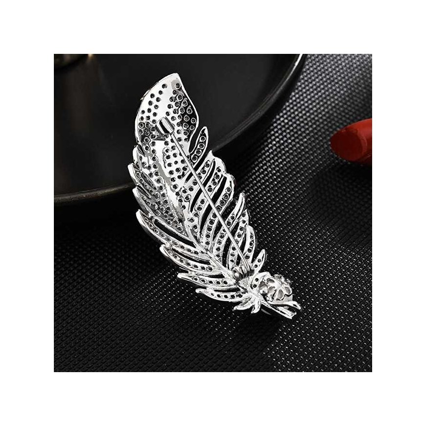 Trolley Plunksninė brooch with synthetic pearl, silver – 4