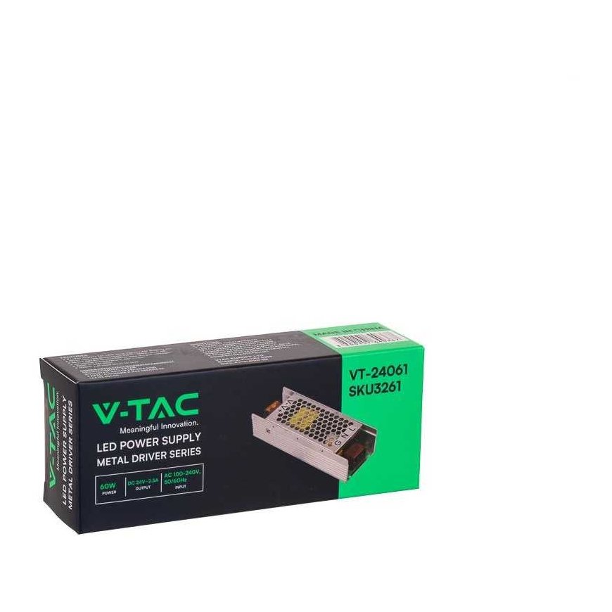 60W Virtalähde 24V V-TAC, IP20, 2.5A – 5
