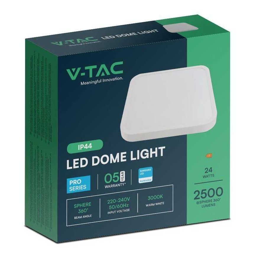 Seinävalaisin 24W LED pintavalaisin, neliö, valkoinen, 4000K, IP44, SAMSUNG LED -sirup – 3