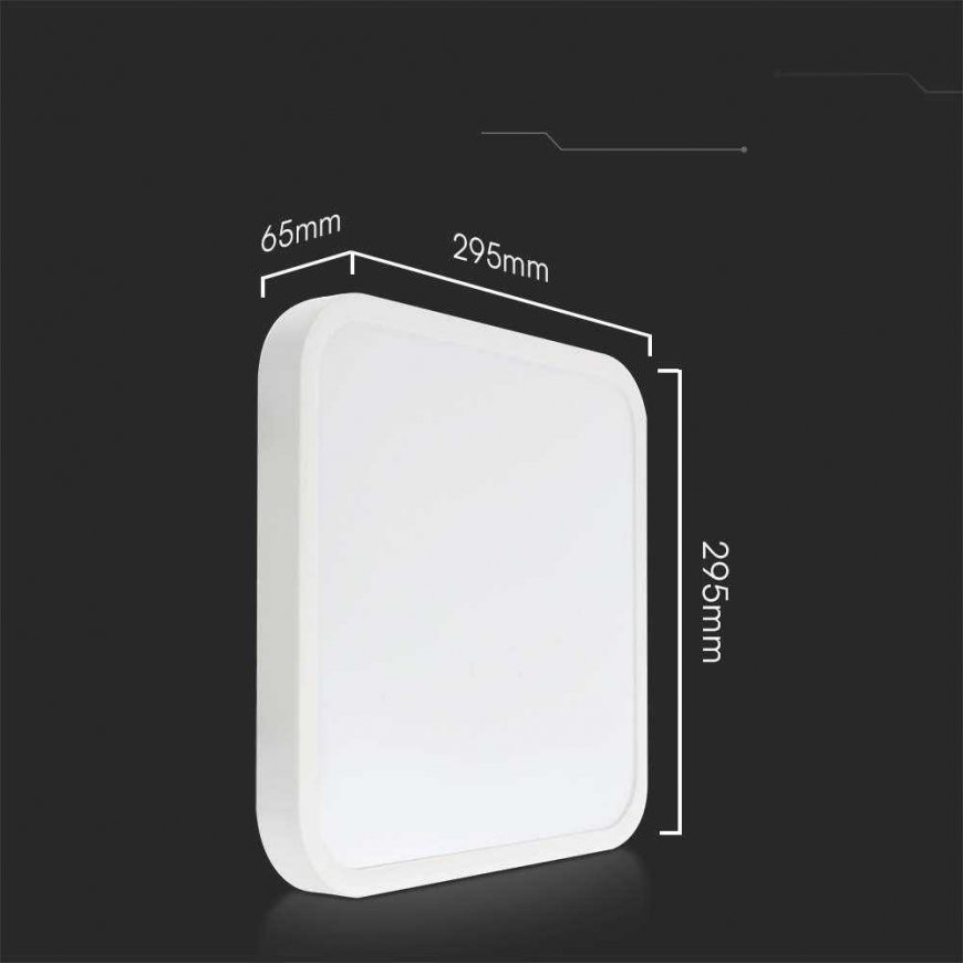 Sieninis šviestuvas 24W LED paviršinis šviestuvas, kvadratinis, baltas, 4000K, IP44, SAMSUNG LED chip – 4