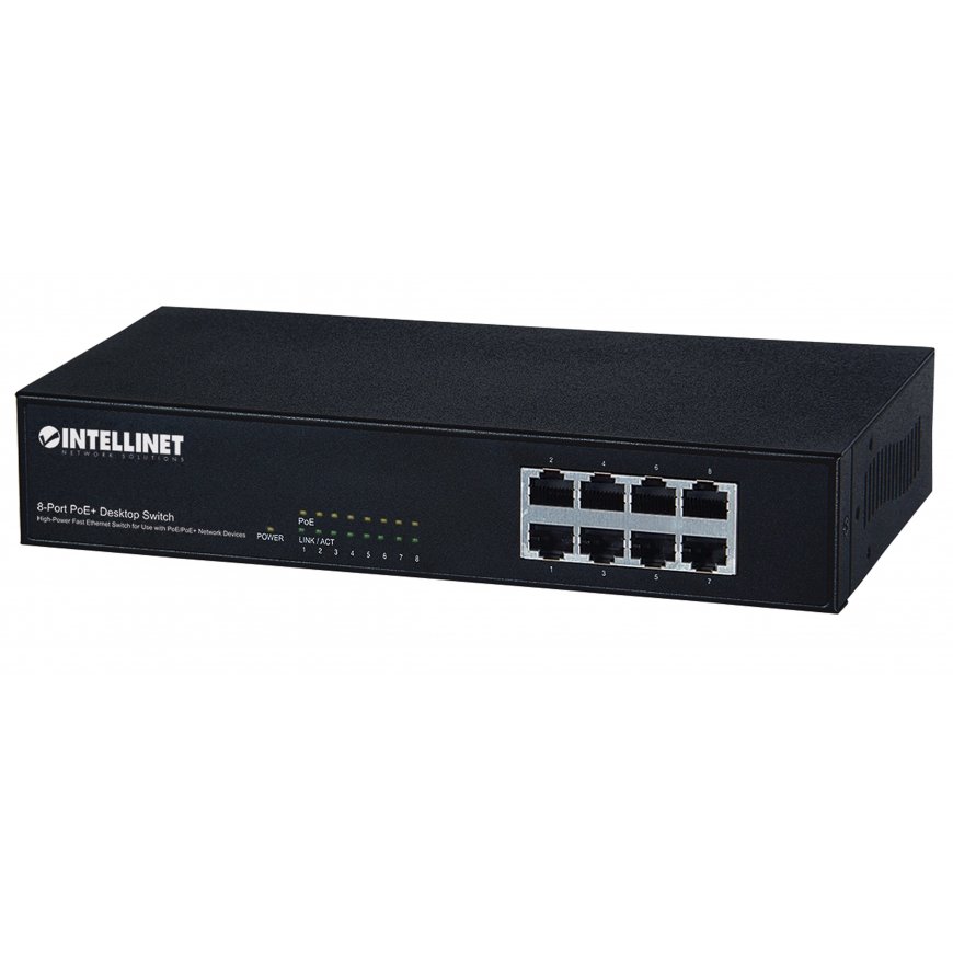 Intellinet 560764 tinklo komutatorius Fast Ethernet (10/100) Maitinimas per Eternetą (PoE) Juoda