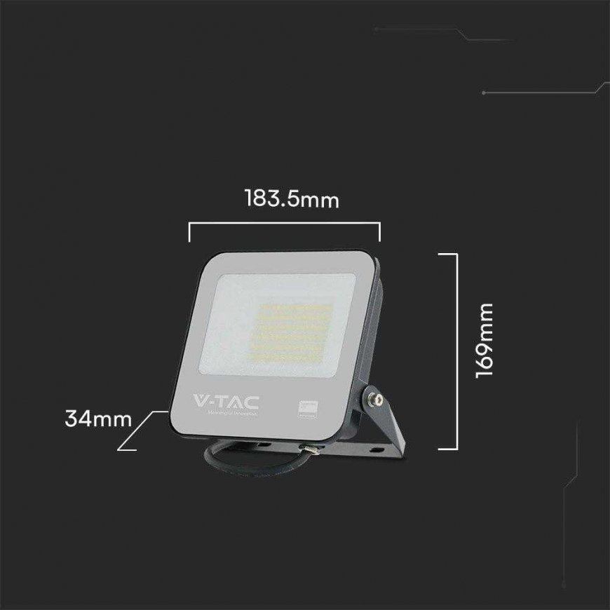 50W LED prožektor, musta korpusega, 6500K, SAMSUNG LED kiip – 4
