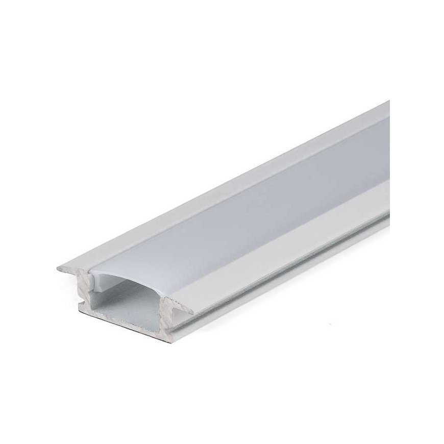 Wall-mounted LED recessed profile V-TAC, with cover and end caps, white, 2000x24.7x7mm – 2