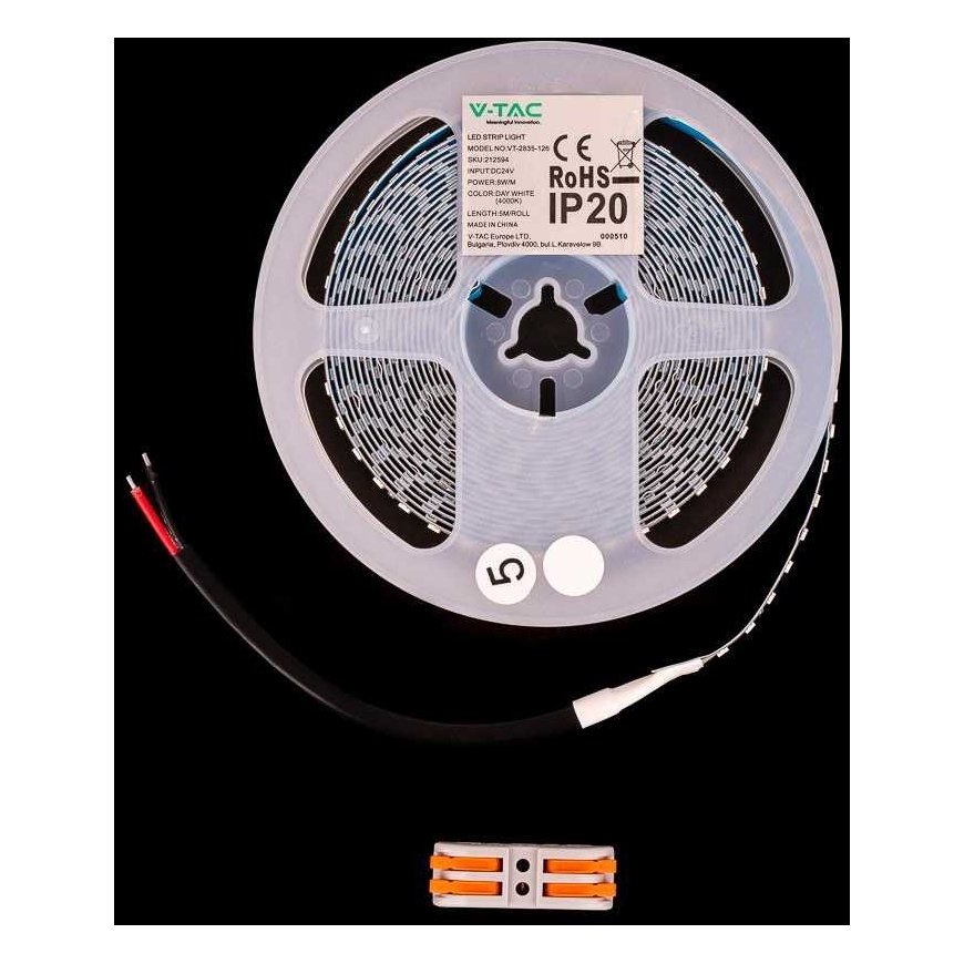 12W/m LED strip V-TAC, 3000K, 168LED/m, 24V, 5 meter roll – 2