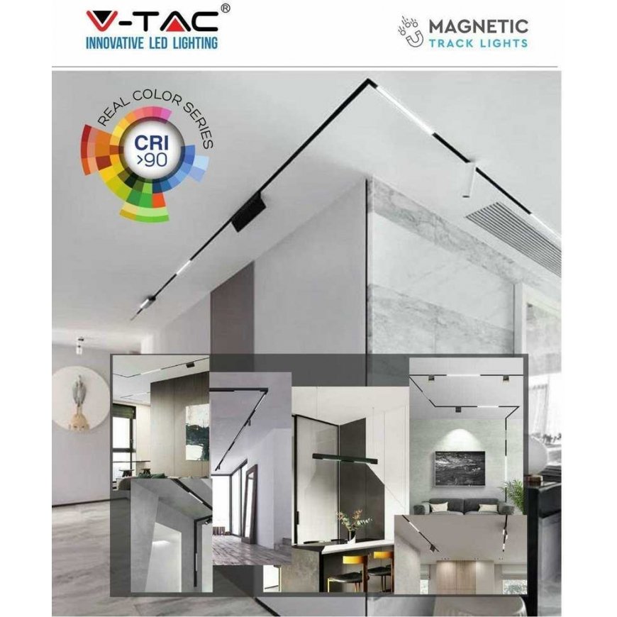 V-tac magnetic system recessed track, 1.5m long. End caps included. – 2