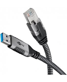 Goobay 70693 kaapelin sukupuolenvaihtaja USB A RJ-45 musta, Hopea