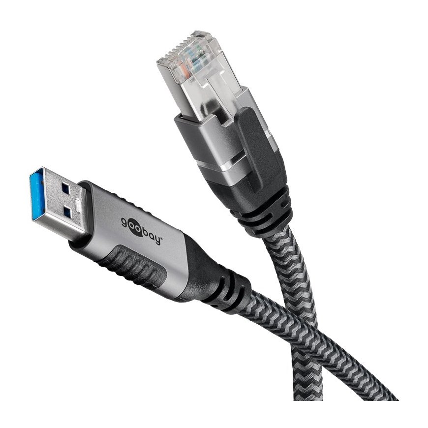Goobay 70693 kaapelin sukupuolenvaihtaja USB A RJ-45 musta, Hopea