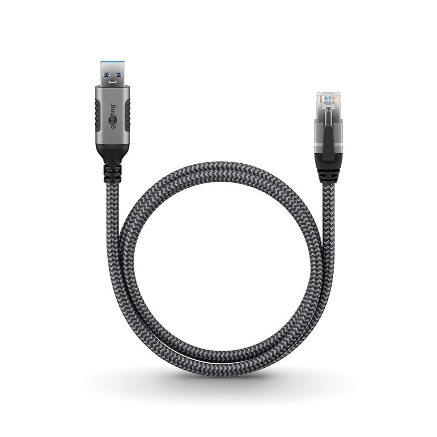 Goobay 70693 kabeļu spraudņu pāreja USB A RJ-45 Melns, Sudrabs – 5