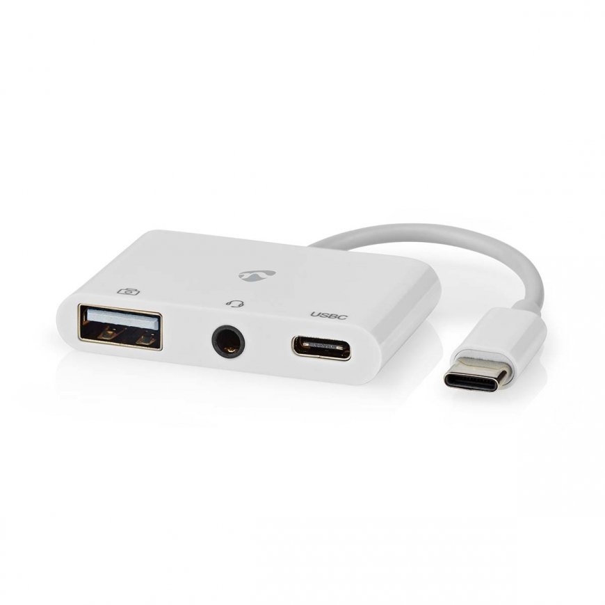 Nedis CCGB64790WT01 knyginių kompiuterių dokas / jungčių replikatorius Vielinis USB 2.0 Type-C Balta