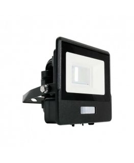 Samsung 10W LED prožektorius V-TAC, juodu korpusu, 3000K, su judesio davikliu
