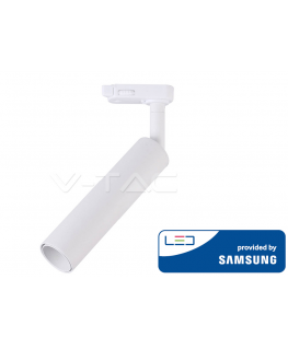 15W LED šviestuvas į 3 fazių bėgelius, baltu korpusu, 5000K, SAMSUNG LED chip