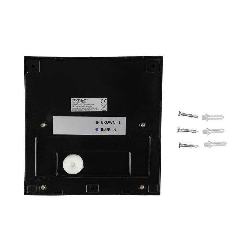 3W Настенный светильник V-TAC, черный корпус, IP65, 4000K – 4