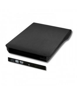 Qoltec External USB 2.0 12.7mm SATA Optical Drive Case optinių diskų įrenginys DVD-ROM Juoda