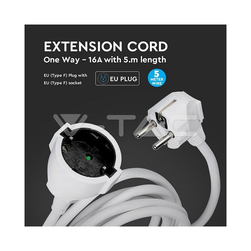 V-TAC VT-3001 power extension 5 m 1 AC outlet(s) Indoor/outdoor White – 4