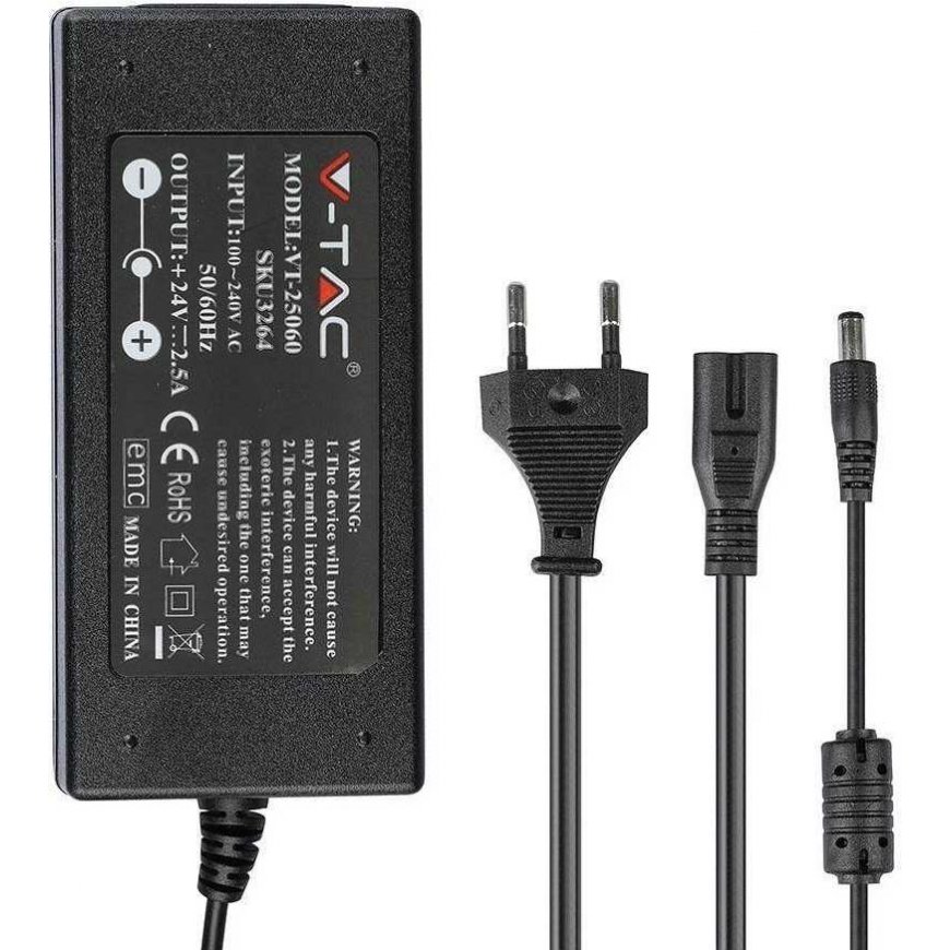 60W LED power supply V-TAC, 24V, 2.5A, IP44 – 2