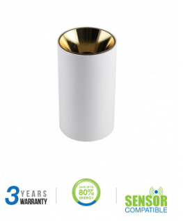 Ceiling lamp GU10 bulb surface frame, V-TAC, round, white + gold color