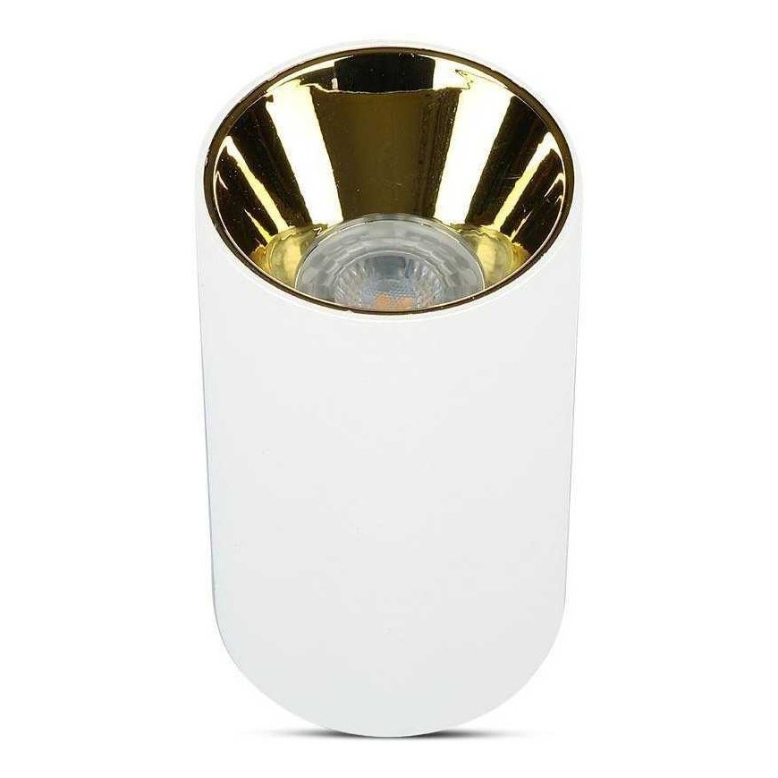 Ceiling lamp GU10 bulb surface frame, V-TAC, round, white + gold color – 3