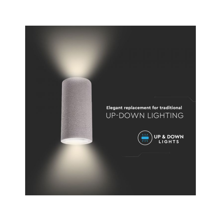 V-TAC LED wall lamp, GU10, roll-shaped, light gray, concrete – 4
