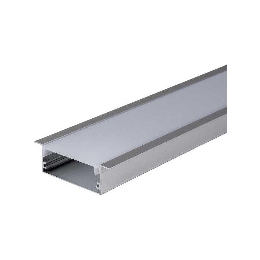 V-tac LED įleidžiamas profilis su dangteliu, sidabro sp., 2m – 2