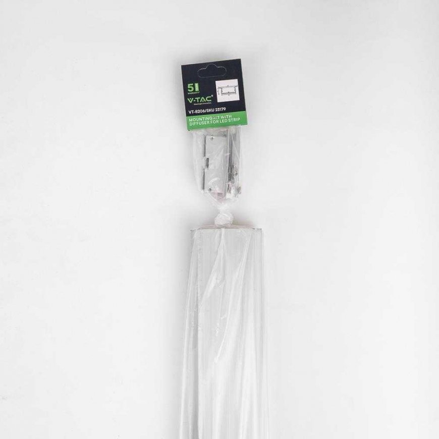 V-tac LED iebūvējamais profils ar vāciņu, sudraba krāsā, 2m – 4