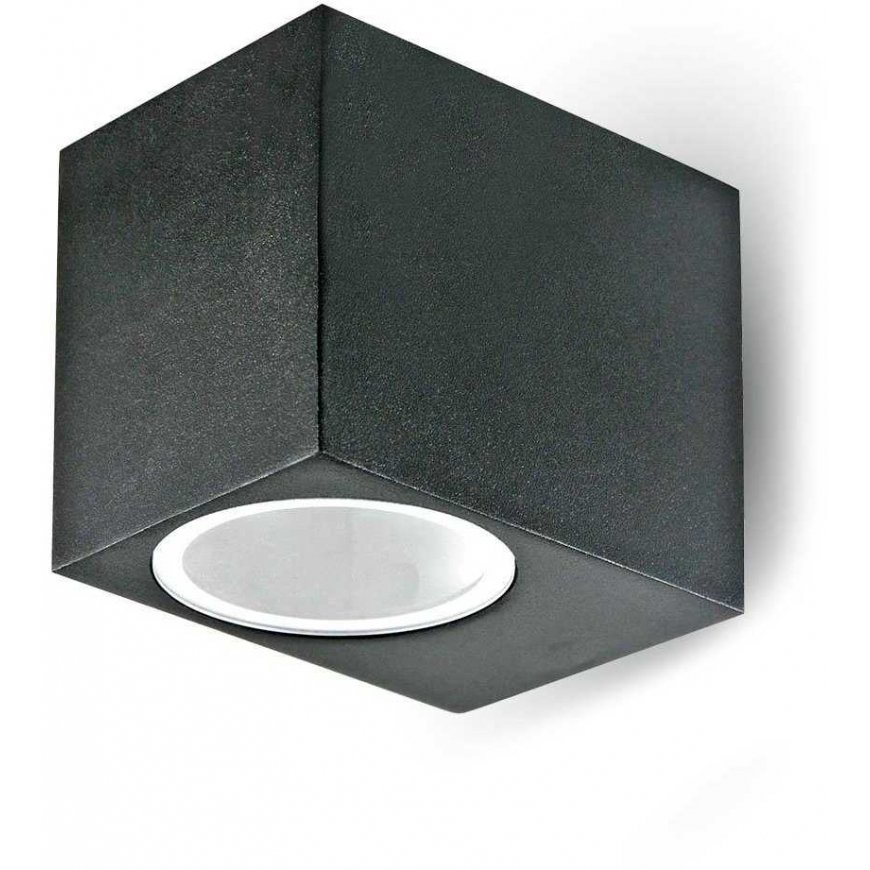 V-tac Ant seina kinnitatav GU10 hoidik, alumiinium, ruudukujuline, must, IP44