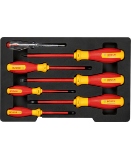 Bosch Bosch VDE kruvikeerajate komplekt PH/SL professionaalne, 7-osaline (punane/kollane, 6 VDE kruvikeerajat, faasitester SL3)