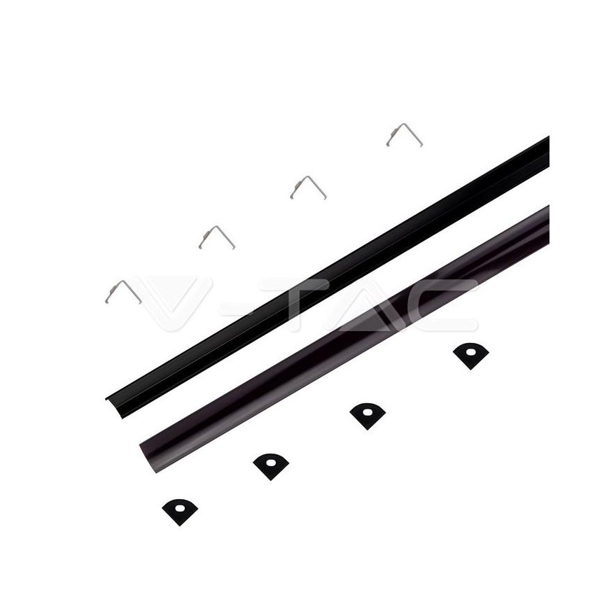 V-tac LED corner profile, black, 2m, with cover and mounting accessories – 2