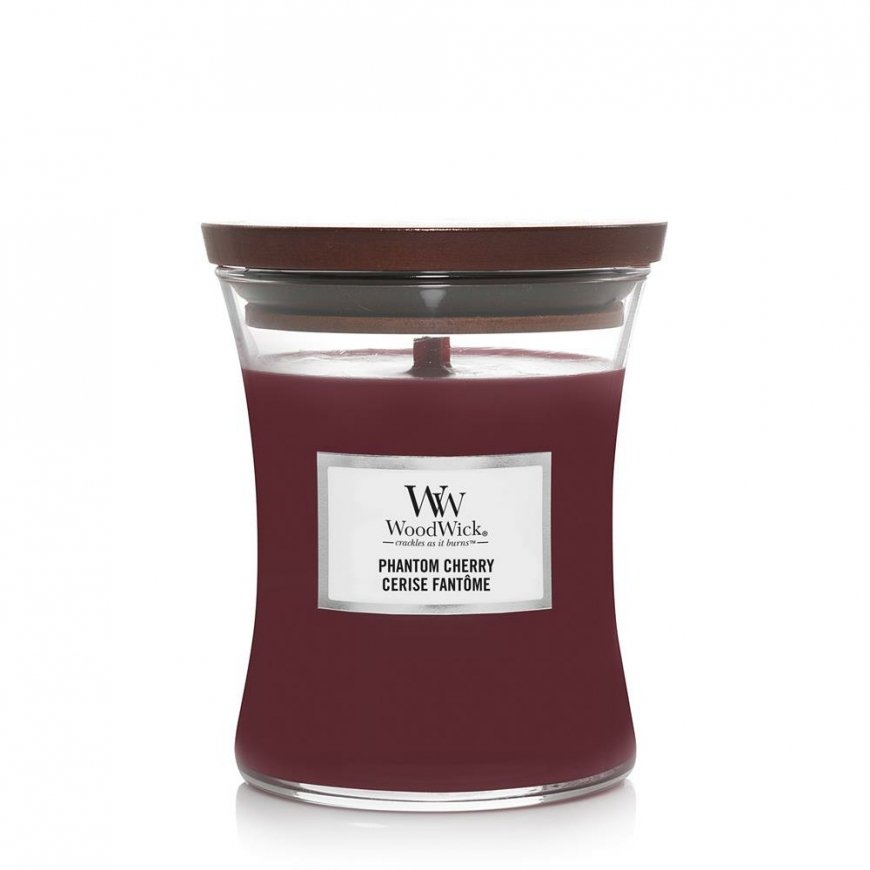 WoodWick Phantom Cherry vahakynttilä Sylinteri Meripihka, Vanilja, Kasmirpuu, Cherry (hedelmä) Burgu