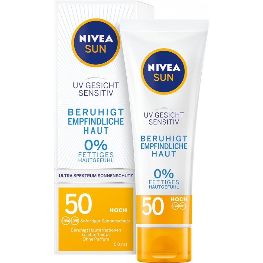 NIVEA UV Face Sensitive Protect SPF50 Pretiedeguma krēms Seja 50 Pieaugušajiem